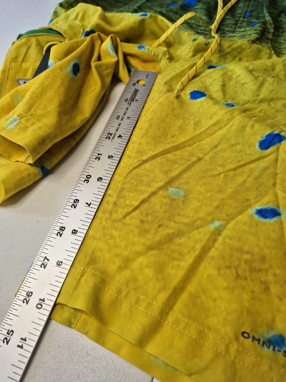 Men's Yellow & Green Gradient Swim Board Shorts with Blue Spot Pattern 4363/7